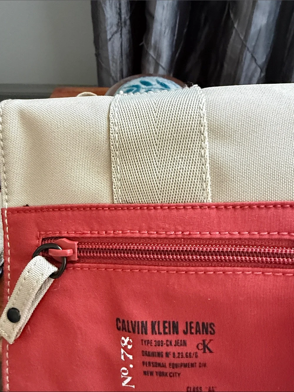 Calvin Klein Jeans Beige and Red Men's Messenger Crossbody